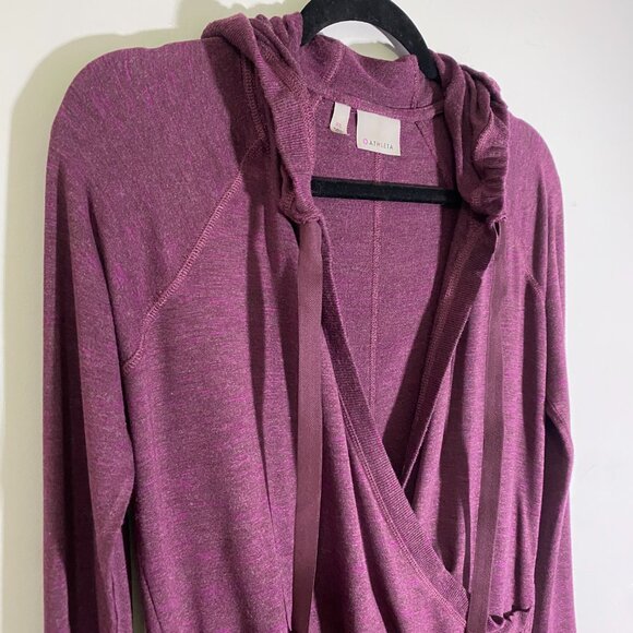 Athleta | Inner Twist Hoodie Wrap-Front Chianti Heather Plum Top‎ XS Women's - Picture 3 of 10